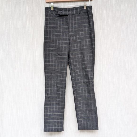 Bailey 44 Gray Cotton Check Plaid Straight Leg Ankle Trouser Pants, size 6 - Picture 1 of 8